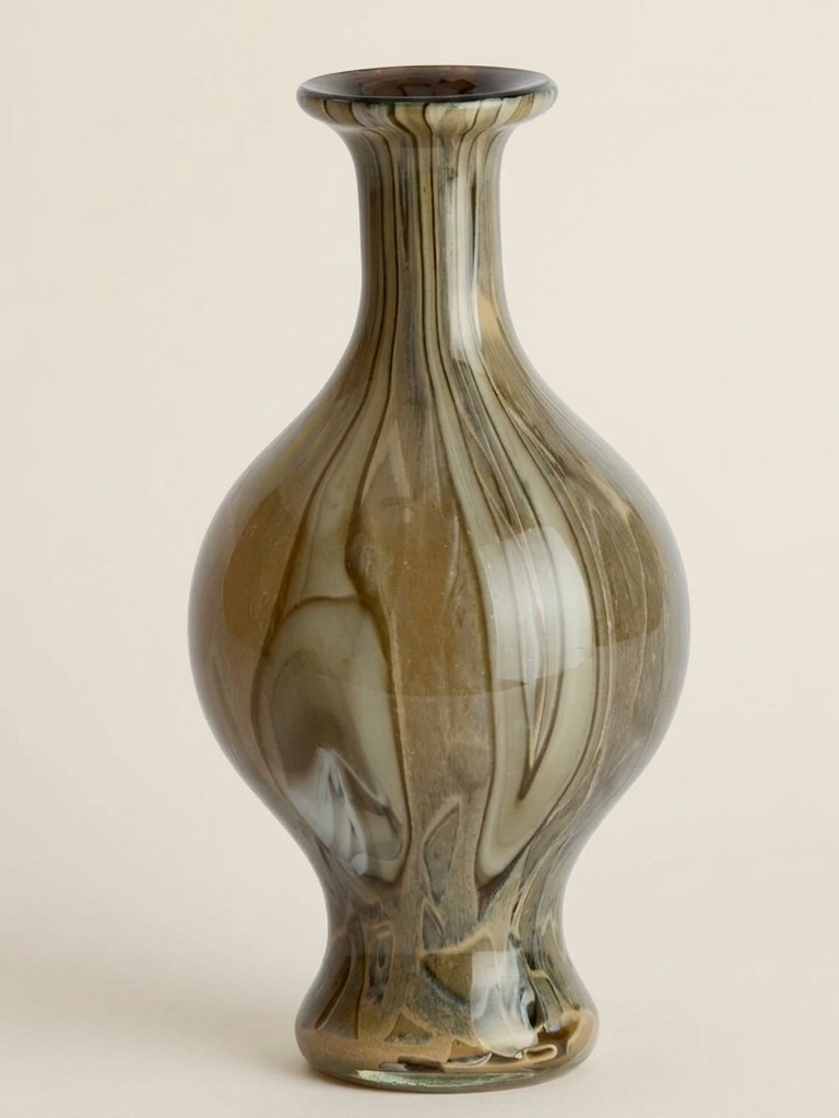 Vase Jorven en Verre Taupe et Olive