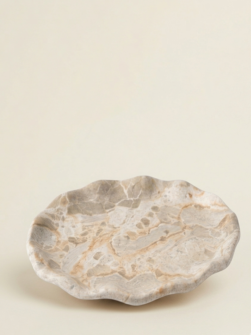 Plateau Oval Ondulé Marbre Marron