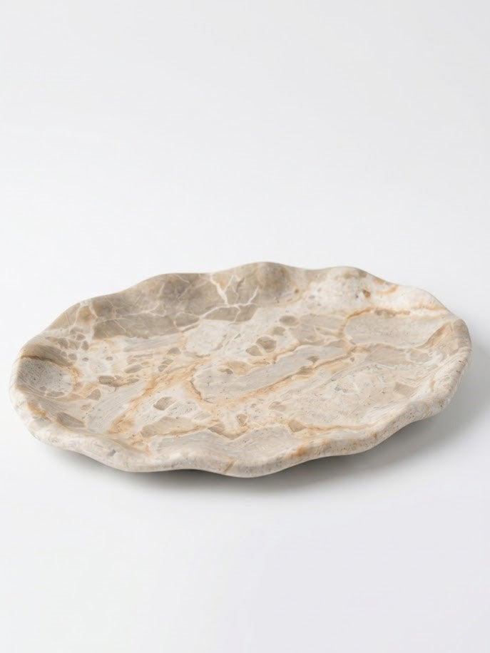 Plateau Oval Ondulé Marbre Marron