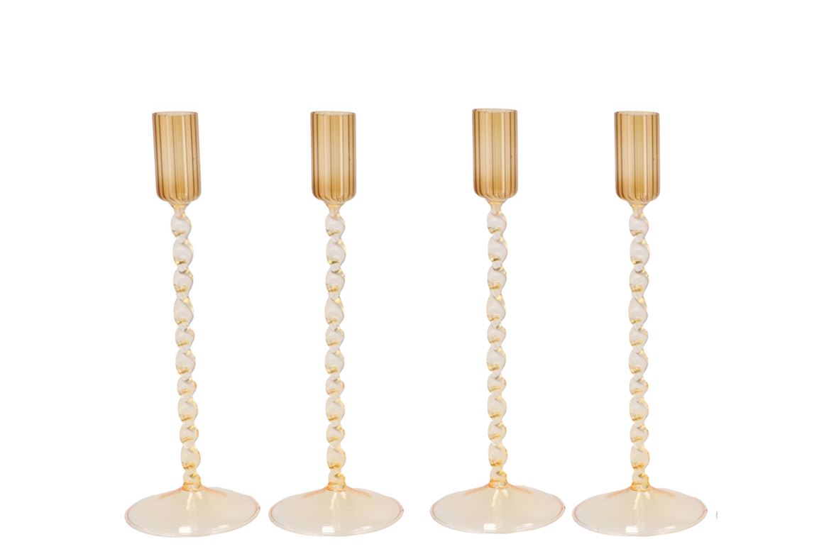 Bougeoir Jules en Verre Brun Beige