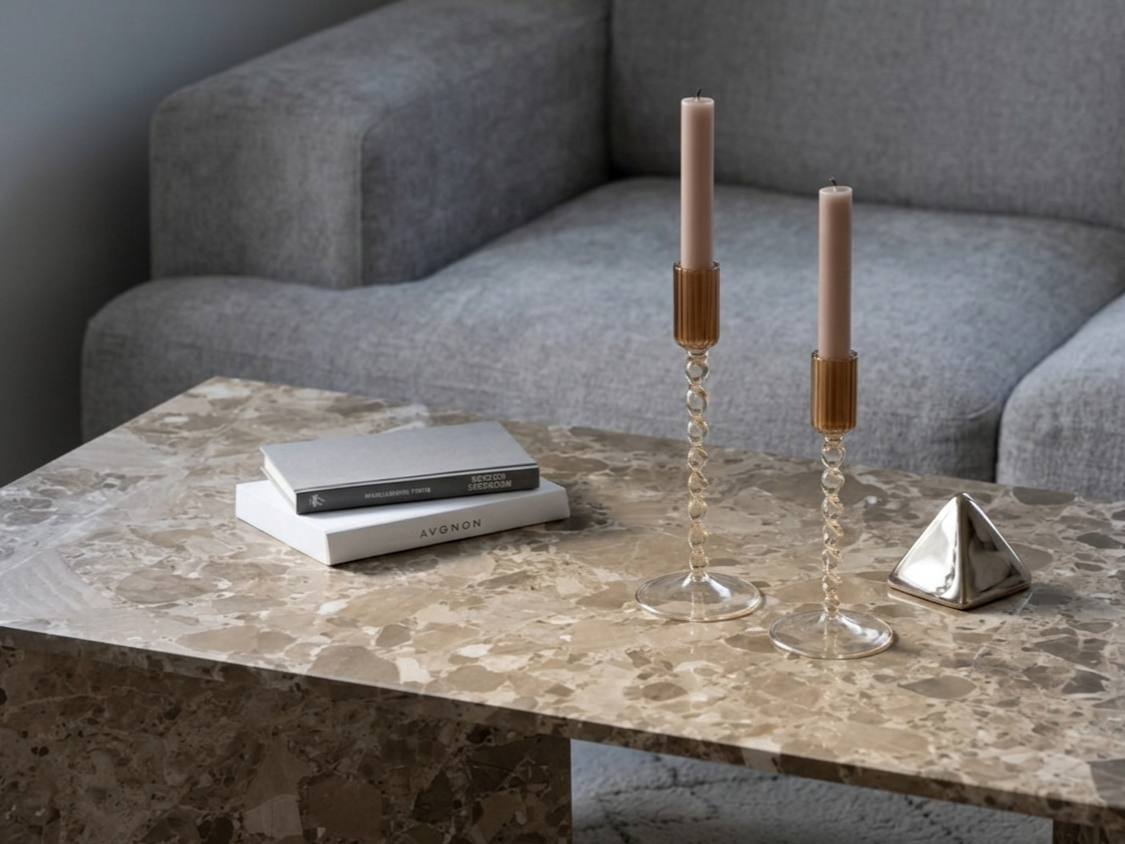 Bougeoir Jules en Verre Brun Beige